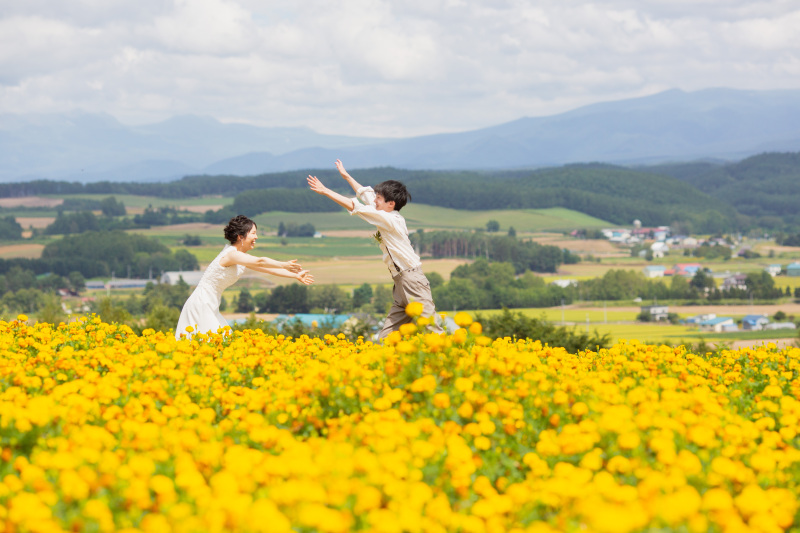 北海道らしい横にひろい花畑フラワーランドかみふらの