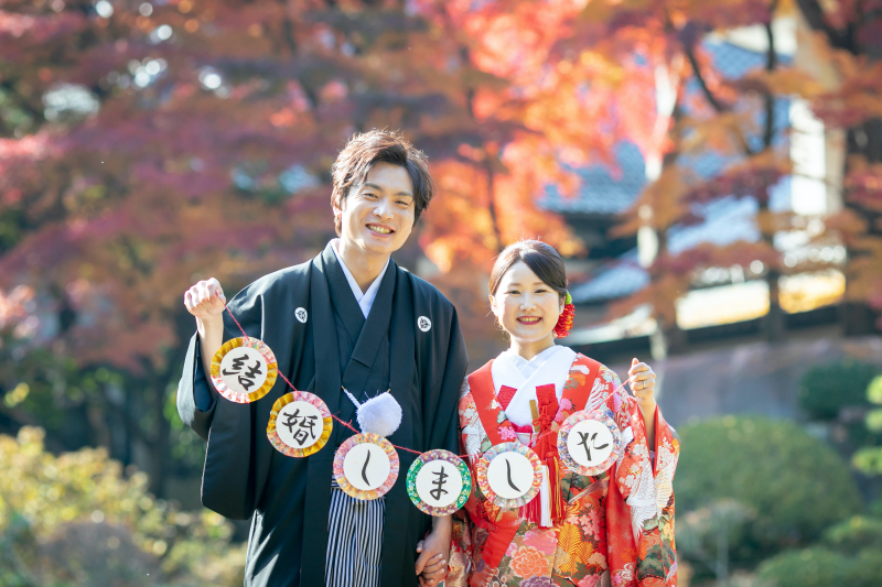 結婚報告のハガキや年賀状の写真に♪