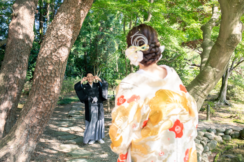 \和装ロケフォトにぴったり/日本庭園での撮影の様子をご紹介♪
