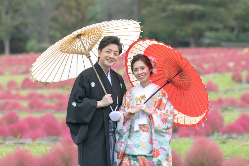 みちのく杜の湖畔公園で和装も洋装も♡