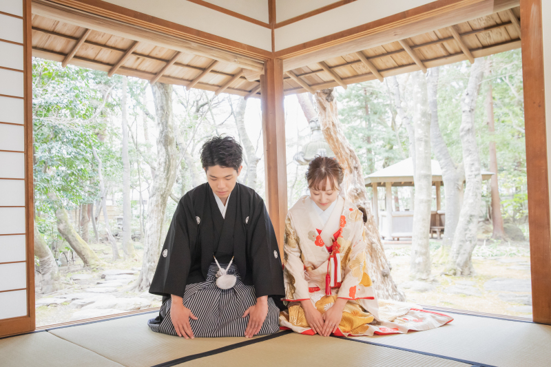和装にぴったりなお茶室&庭園フォト
