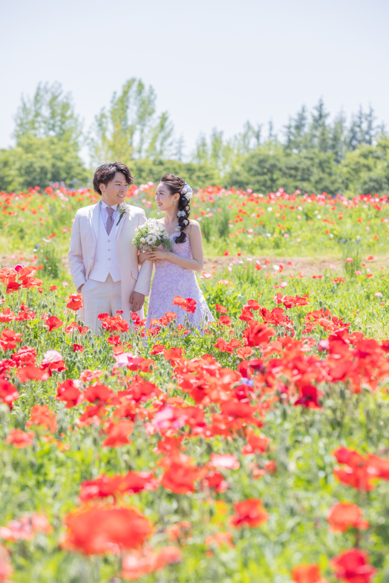 ＼お花と一緒に／みちのく杜の湖畔公園でフォトウェディング♪