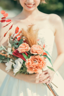 ウエディングドレスとブーケの相性♪