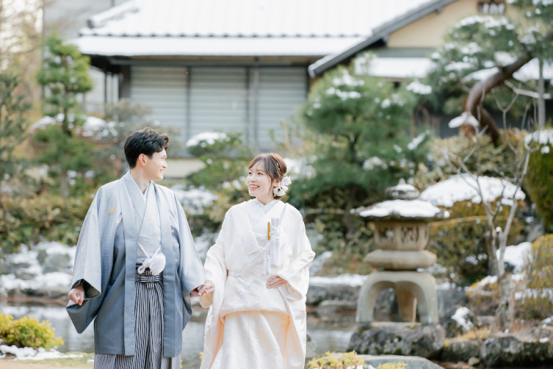 【冬フォトの魅力】和装×日本庭園でのフォトウェディング