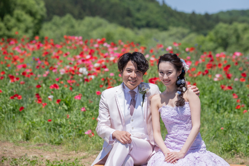 ＼お花と一緒に／みちのく杜の湖畔公園でフォトウェディング♪