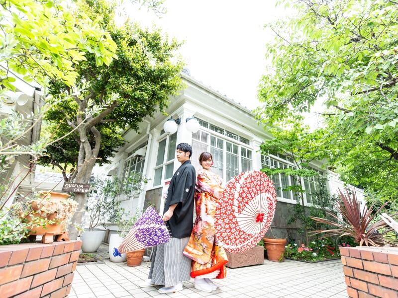 神戸の街並みで和装撮影