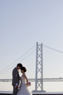 明石海峡大橋、須磨海岸での撮影