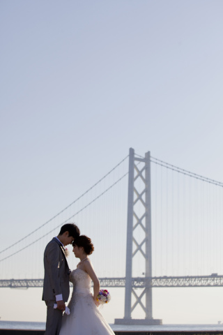 明石海峡大橋、須磨海岸での撮影