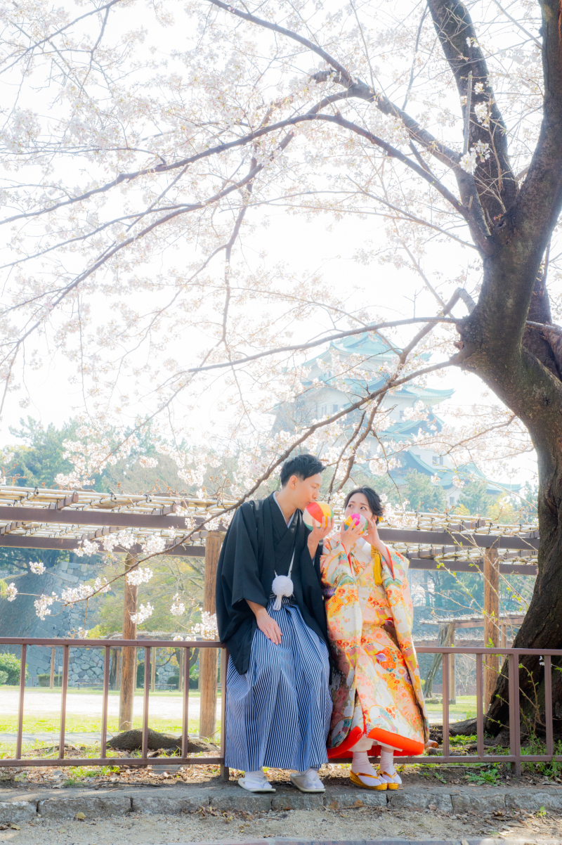 桜で前撮り
