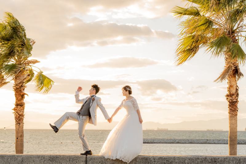 結婚式、前撮りへ撮影ポーズ
