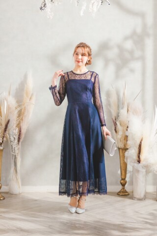 ネイビーゲストワンピースドレス