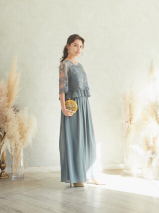 グリーンパンツドレス