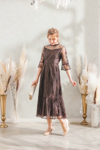 ブラウンワンピースドレス