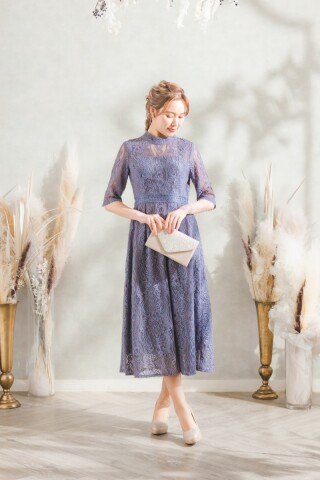 ブルーグレーゲストドレス