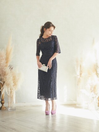 ネイビーゲストドレス