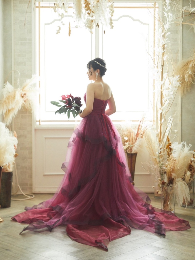 ワインカラードレス