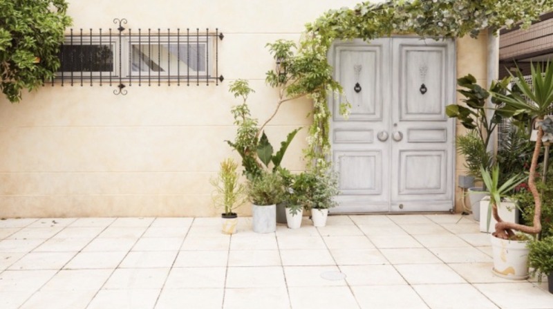 当店のスタジオ屋外撮影の背景