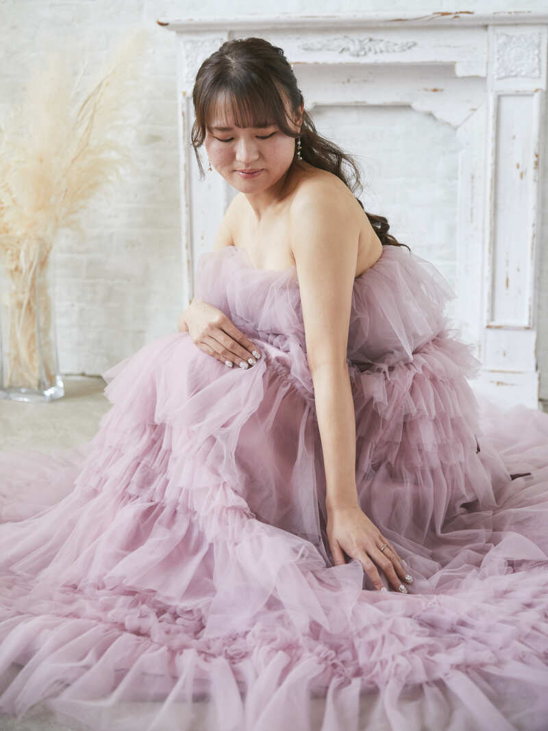 韓国風ピンクドレス