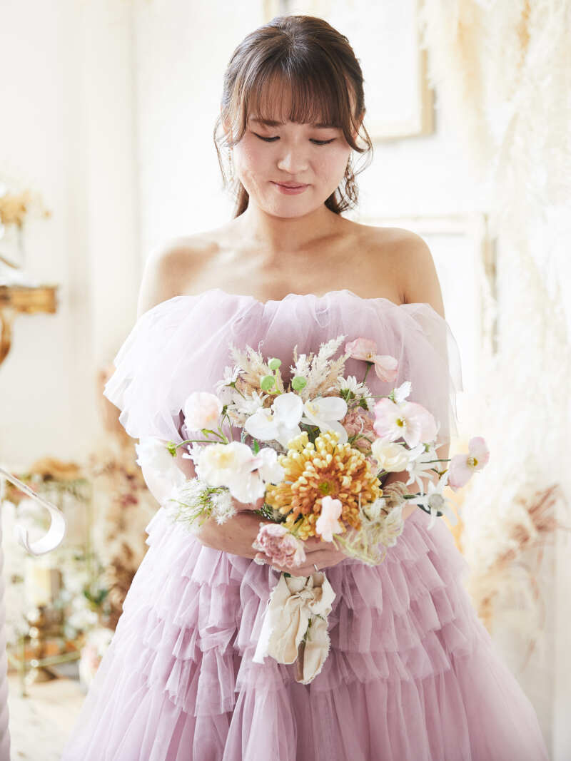 韓国風ピンクドレス