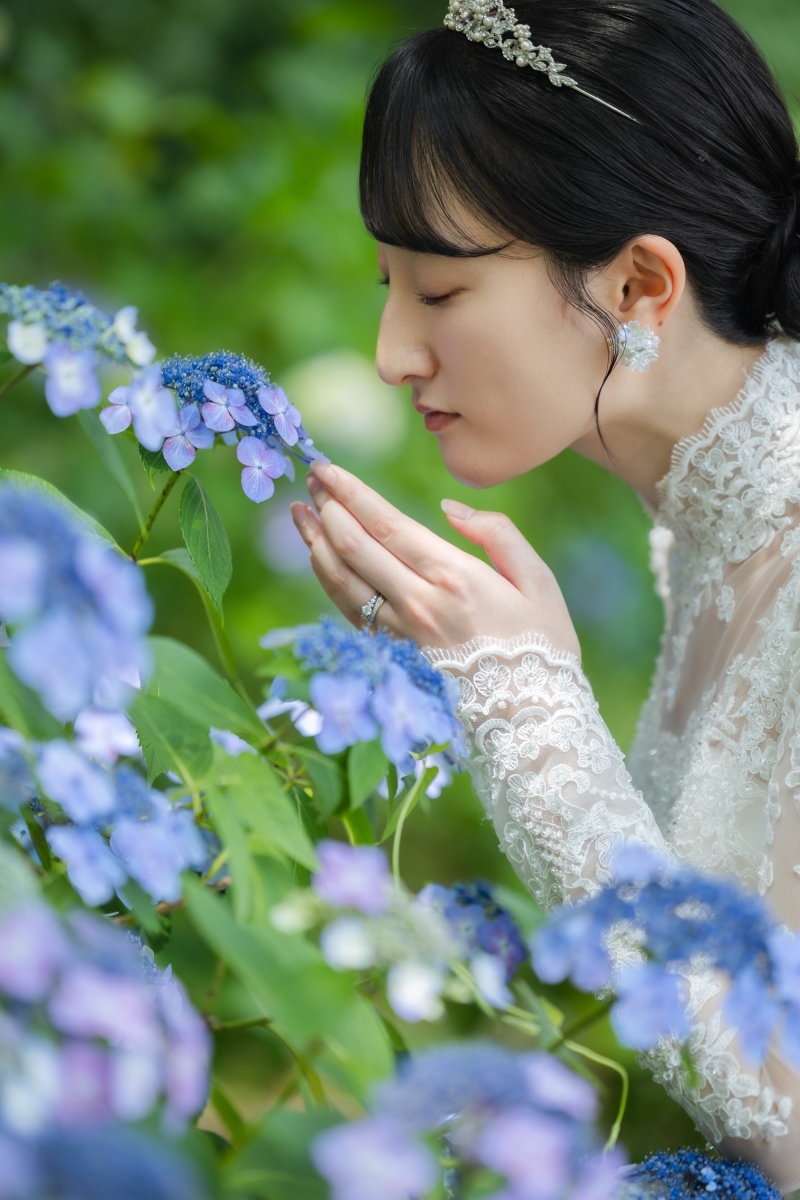 梅雨の昭和記念公園で洋装撮影!誕生日サプライズの紫陽花ブーケに感動…✨