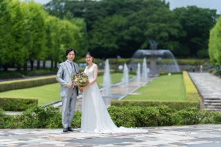 昭和記念公園で紫陽花と華やかに撮影