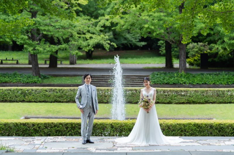 昭和記念公園で紫陽花と華やかに撮影