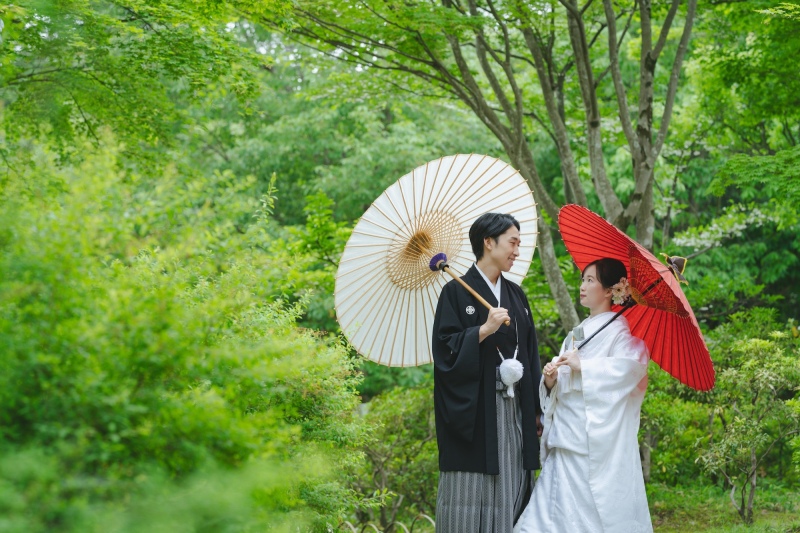 ネモフィラと日本庭園