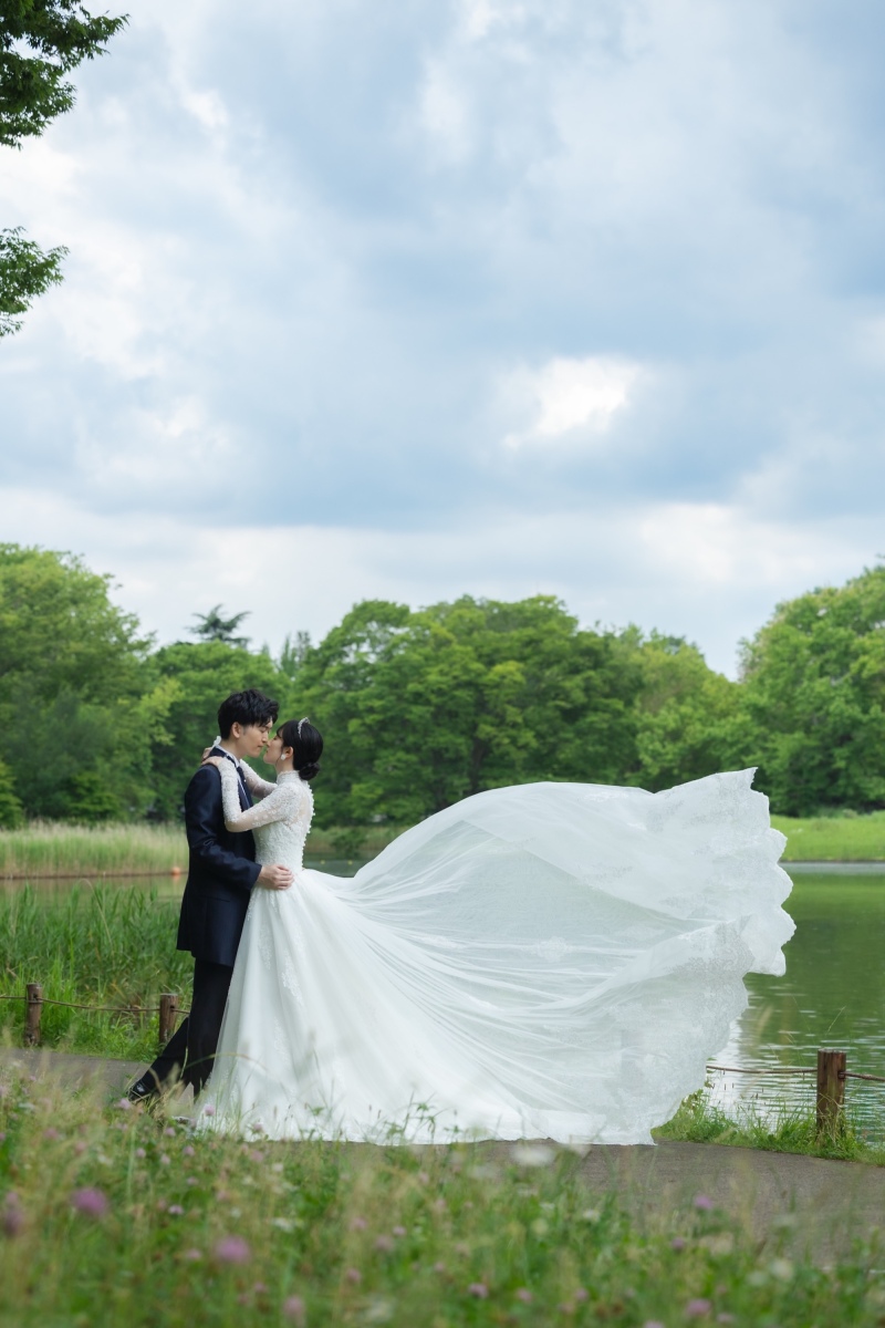 梅雨の昭和記念公園で洋装撮影!誕生日サプライズの紫陽花ブーケに感動…✨