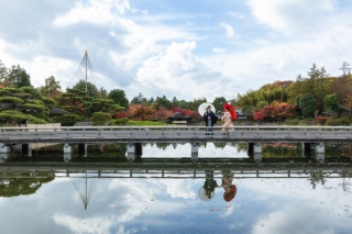 日本庭園の紅葉