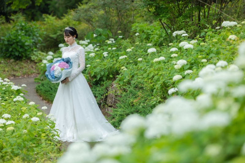 梅雨の昭和記念公園で洋装撮影!誕生日サプライズの紫陽花ブーケに感動…✨