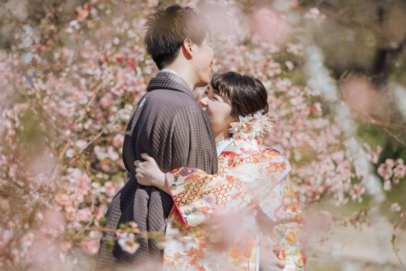 菜の花と桜に囲まれて