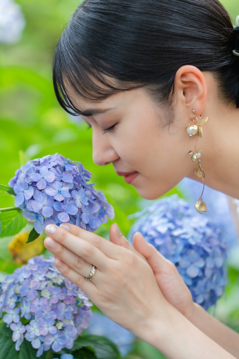 昭和記念公園で紫陽花と華やかに撮影