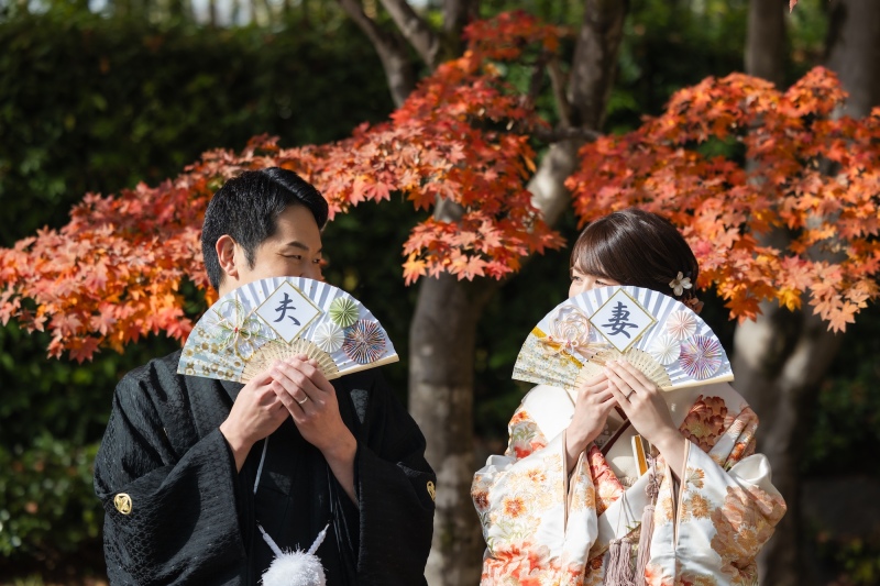 日本庭園の紅葉
