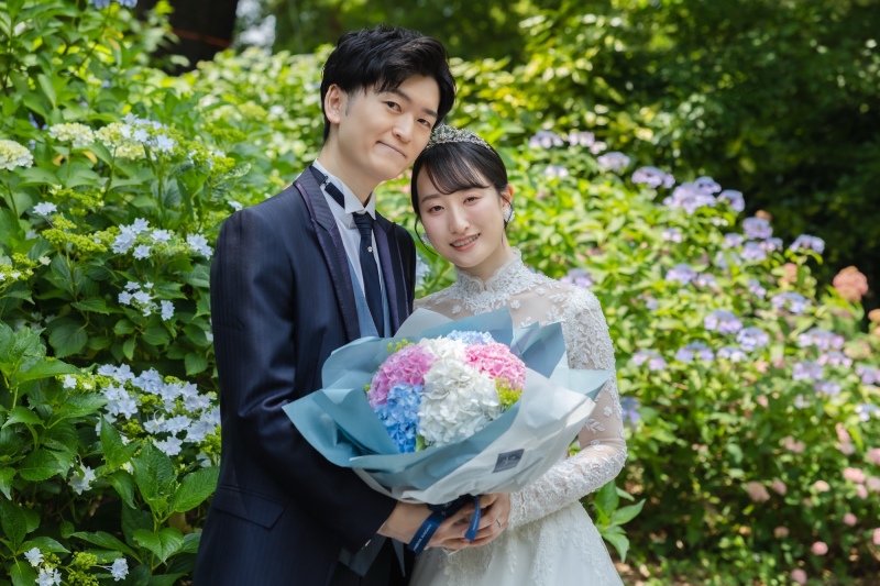 梅雨の昭和記念公園で洋装撮影!誕生日サプライズの紫陽花ブーケに感動…✨