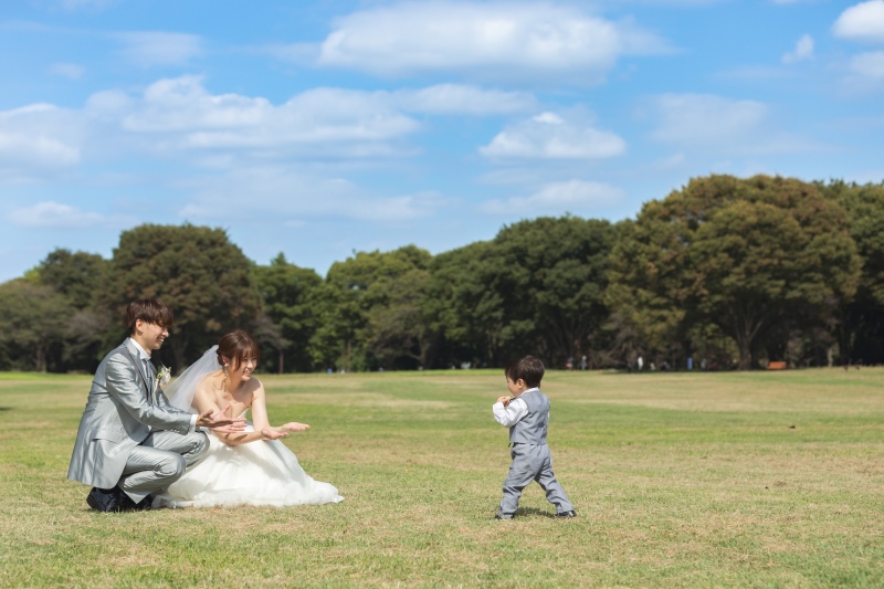 家族みんなで昭和記念公園撮影