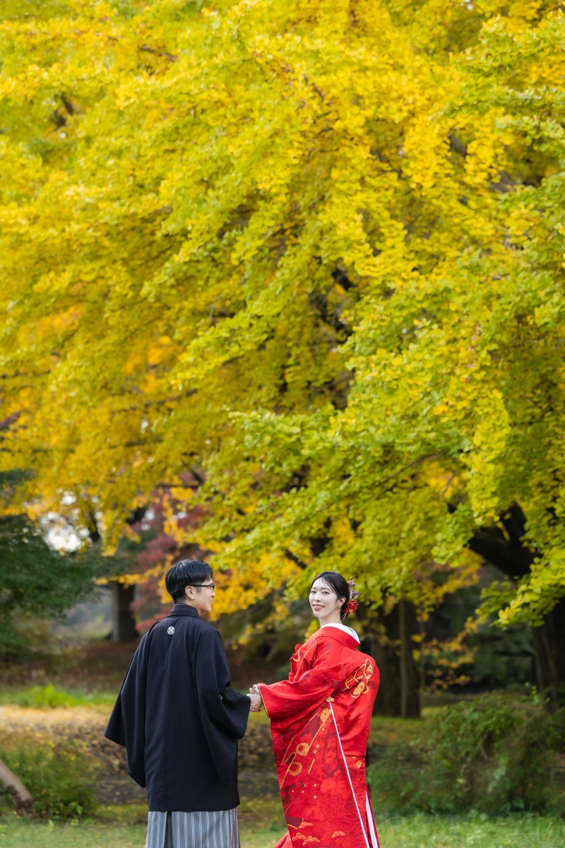 赤無垢 × 日本庭園 × 紅葉