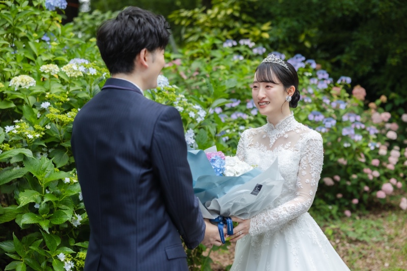 梅雨の昭和記念公園で洋装撮影!誕生日サプライズの紫陽花ブーケに感動…✨