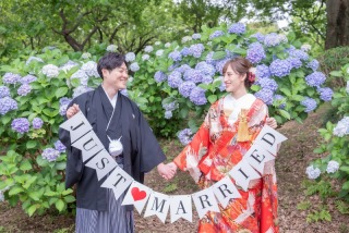 紫陽花とわんちゃんと...♡