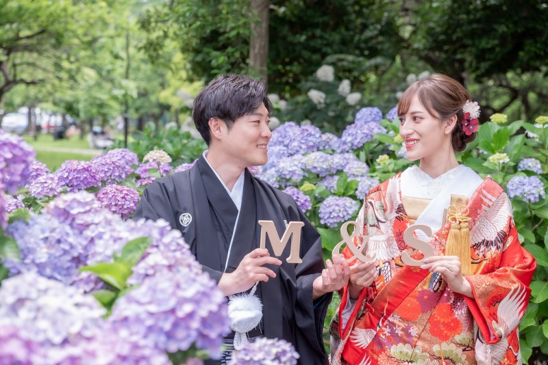 紫陽花とわんちゃんと．．．♡