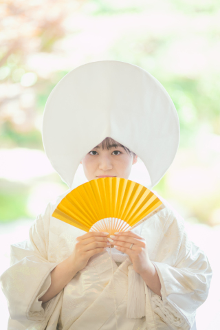 フォトウェディング華のみ提携の寺院をオプションで追加すると綿帽子をプレゼント