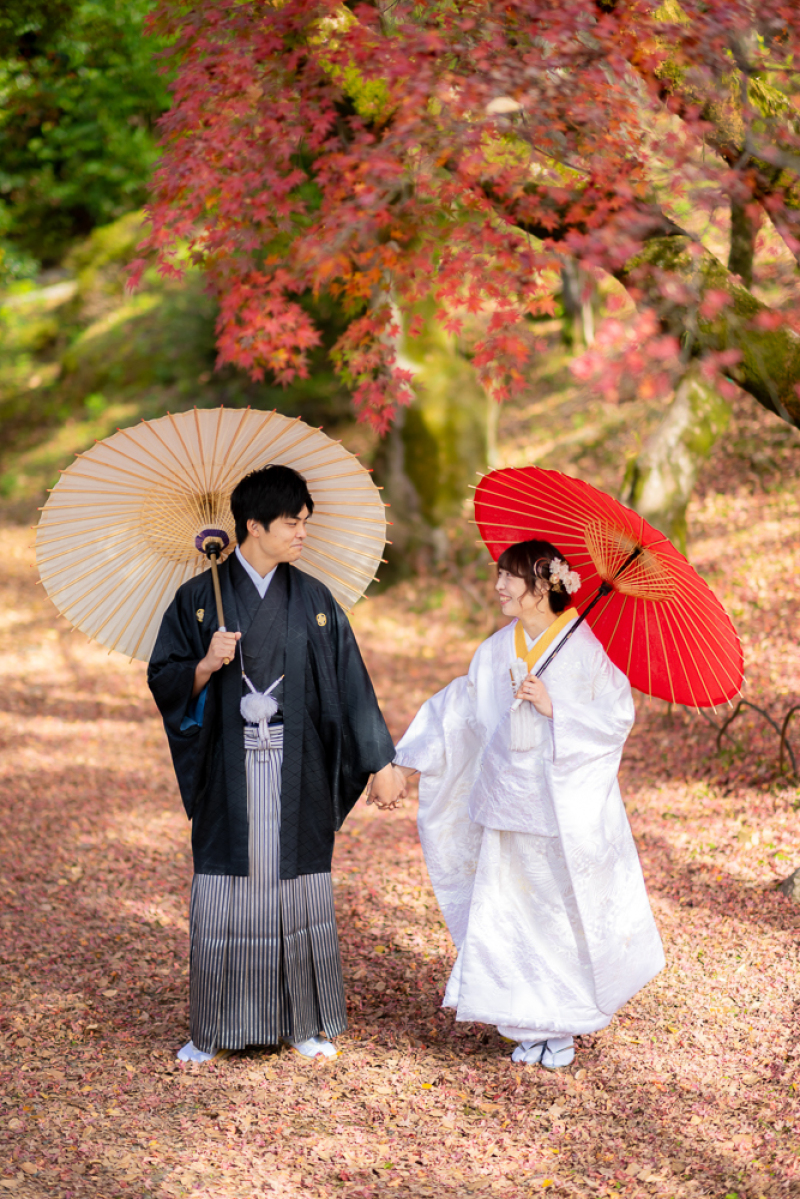 京都で紅葉と一緒に撮影