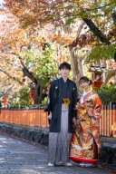 秋の京都でお外&お寺の2着撮影