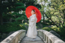 【和装ロケ】おめでたい紅白の白無垢と番傘♪【日本庭園】