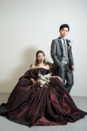 【カラードレス】ボリュームたっぷりのオフショルドレス【スタジオ撮影】