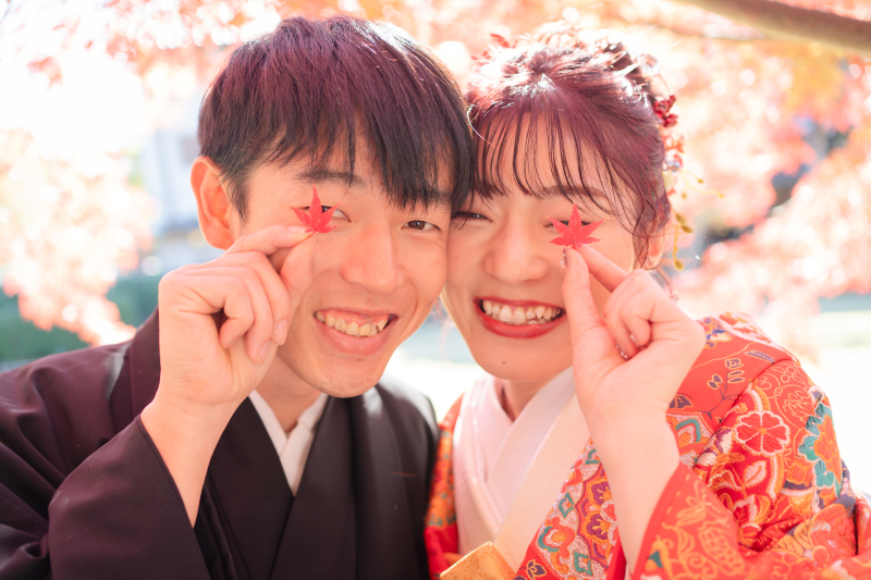 【日本庭園】紅葉が見頃だった日♪【和装ロケプラン】