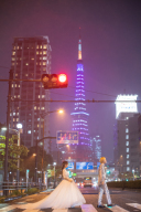 青×東京タワー×雨