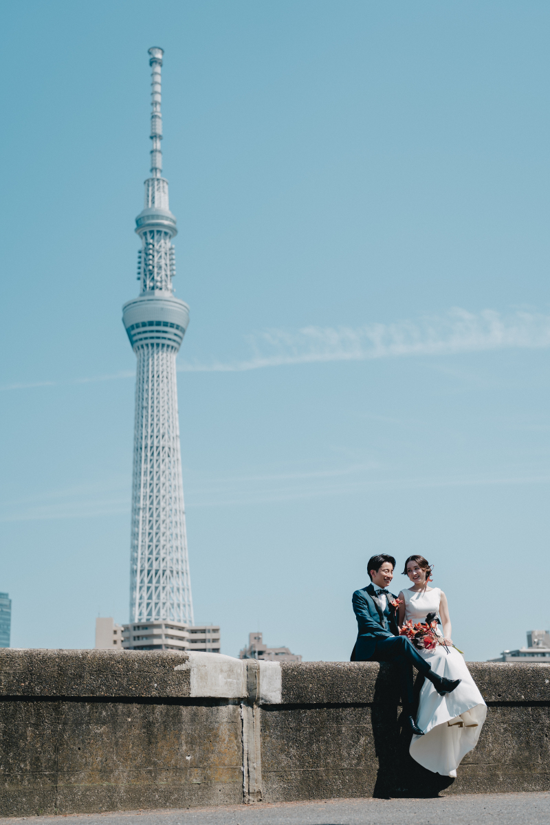 【スカイツリー】広い隅田川沿いで青空を背景に！【洋装ロケ】