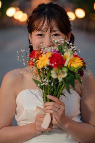 【ブーケお持込み無料】生花のブーケでフレッシュに【洋装ロケ】