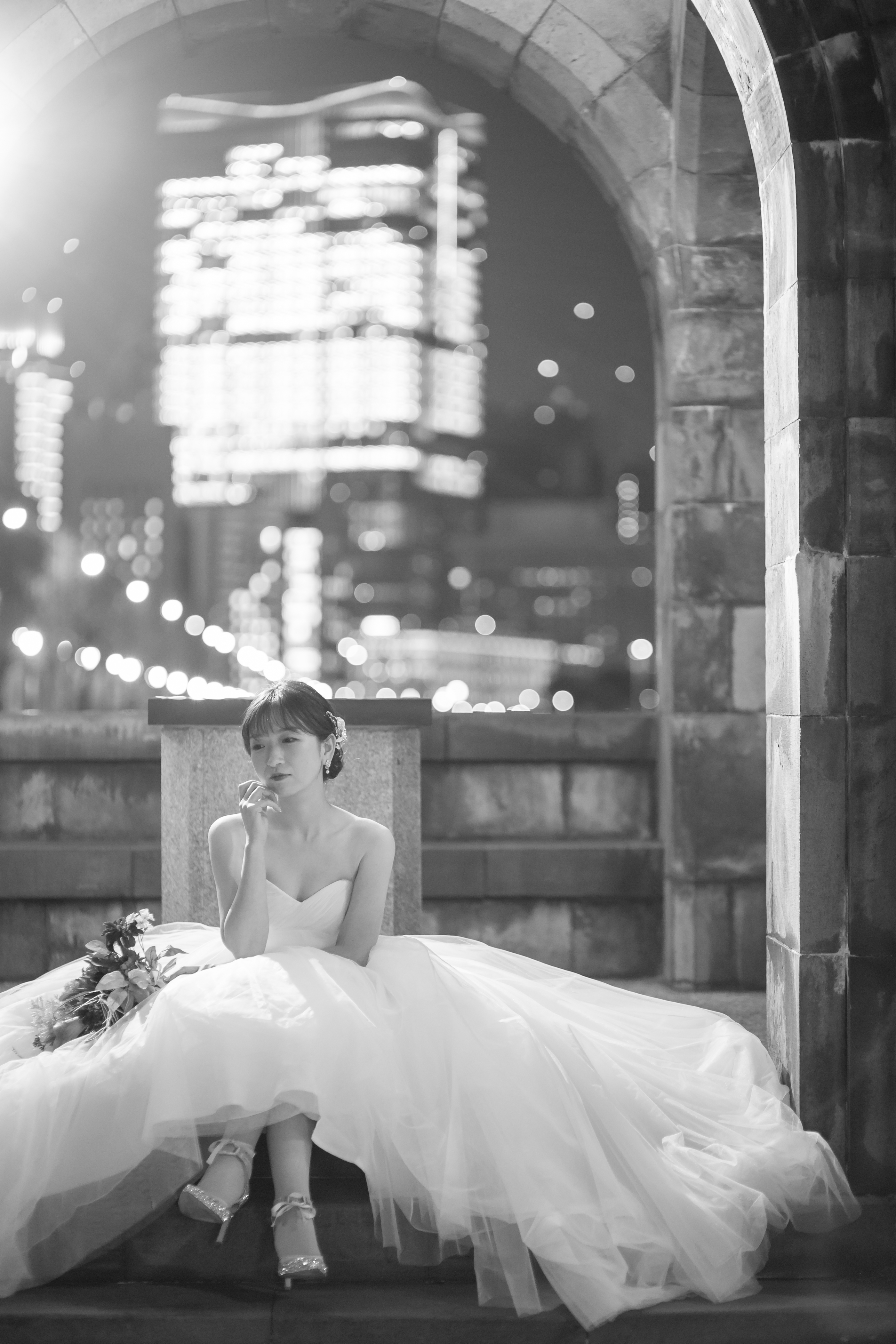 アンティーク写真館撮影 白いドレスの花嫁 フォトグラフィ