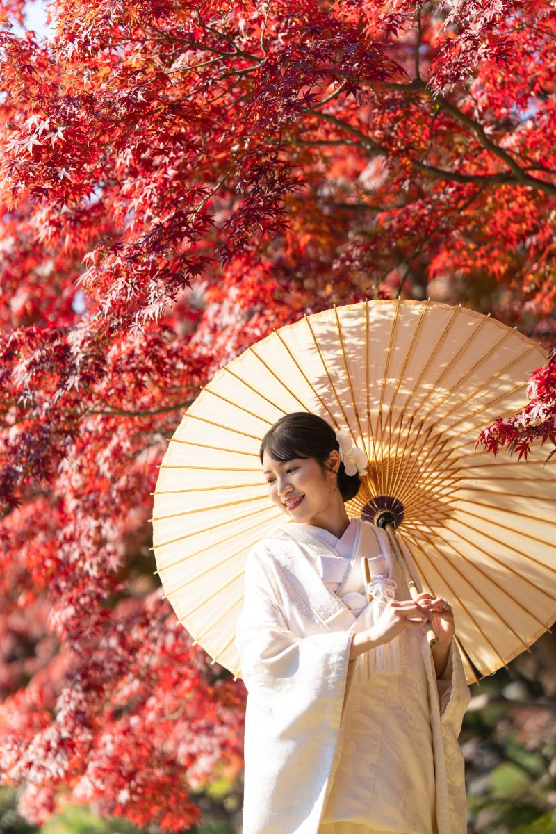 【色打掛&紋付袴】ご新婦の金髪を引き立てる緑コーデ【和装スタジオ】